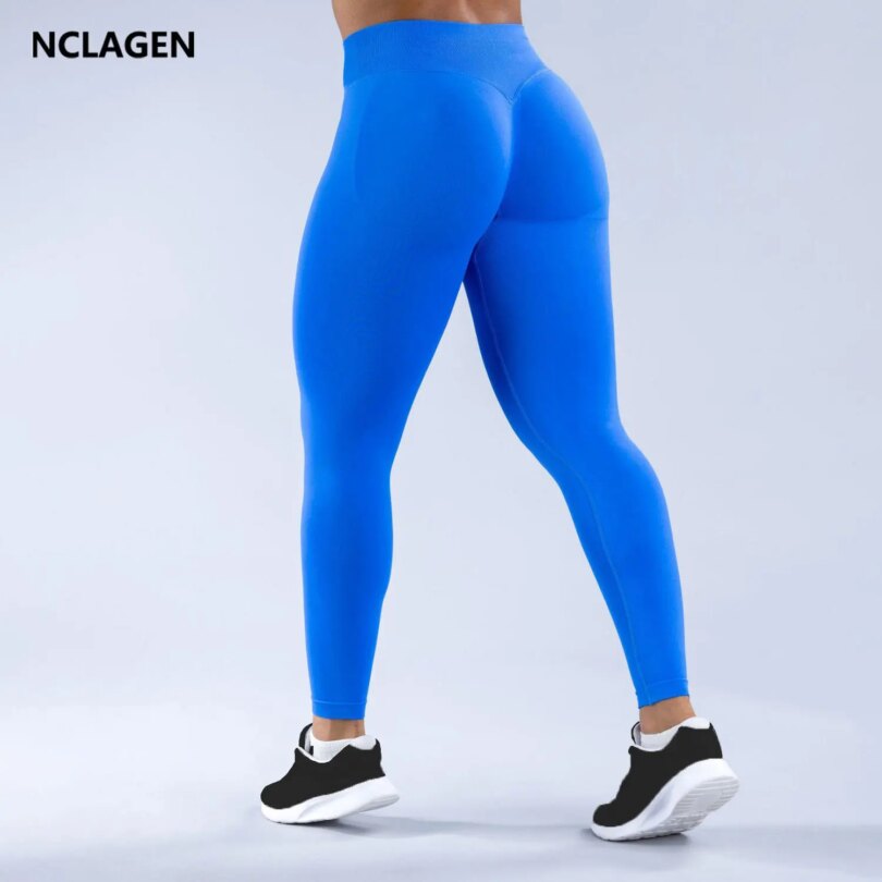 NCLAGEN Seamless Impact Leggings Women Sports Yoga Pants Low Ribbed Band Squat Proof Gym Fitness Workout Scrunch Bum Tights