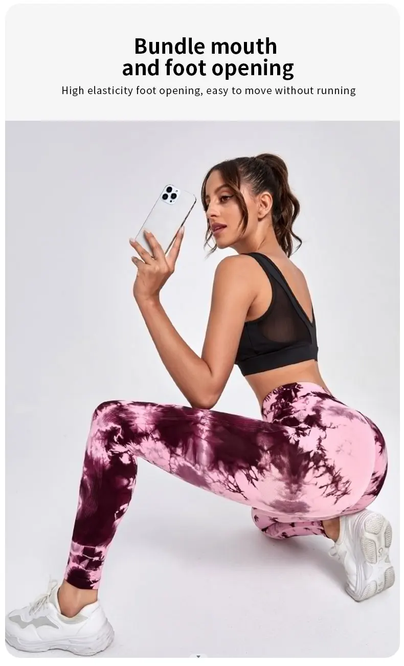 Tie Dye Yoga Pants Sport Leggings Women Seamless High Waist Push Up Woman Tights Fitness Workout Leggins Gym Clothing 2023 New