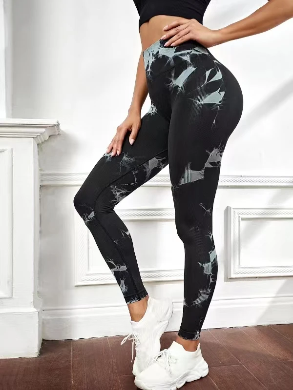 Tie Dye Yoga Pants Sport Leggings Women Seamless High Waist Push Up Woman Tights Fitness Workout Leggins Gym Clothing 2023 New