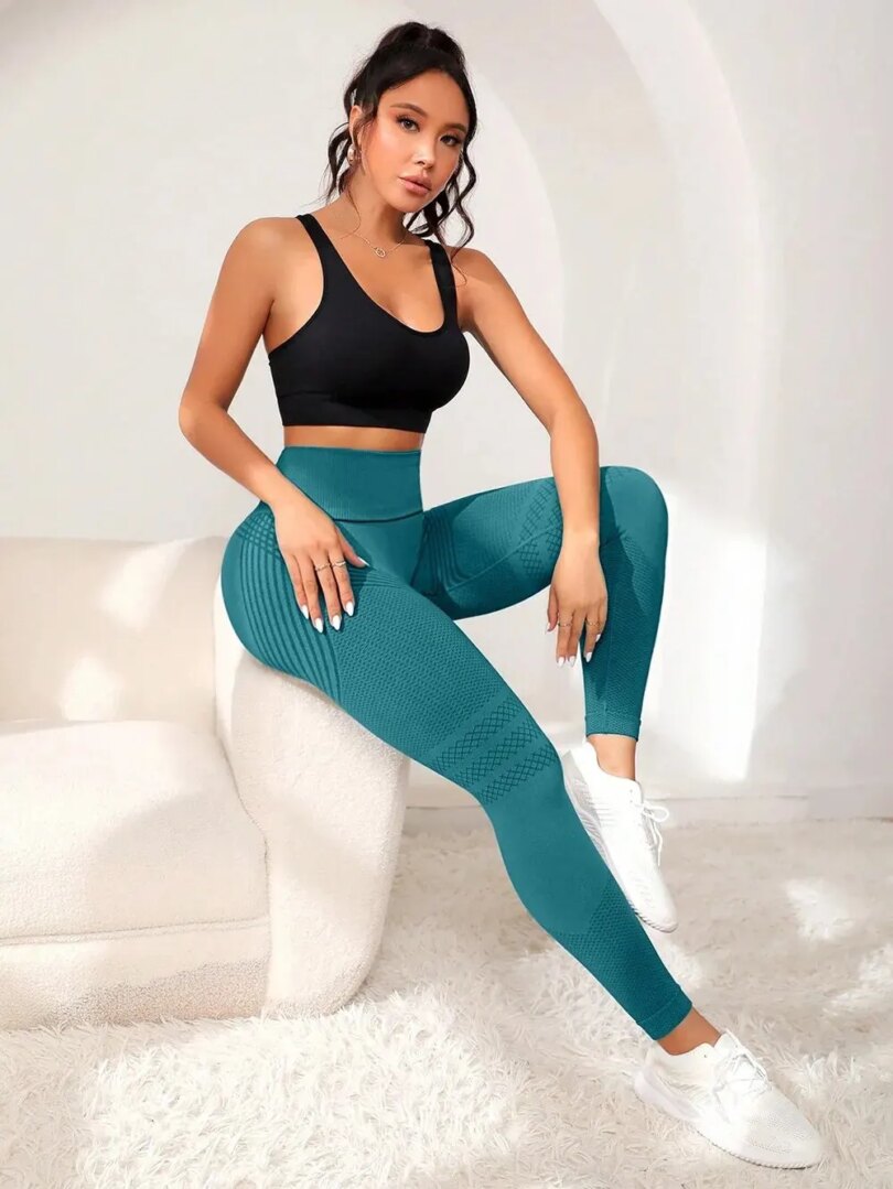 Sports Pants With Sexy Lines Lifting Buttocks Sports Tight Pants Women's High Waisted Elastic Fitness Pants Running Yoga Pants - Image 4