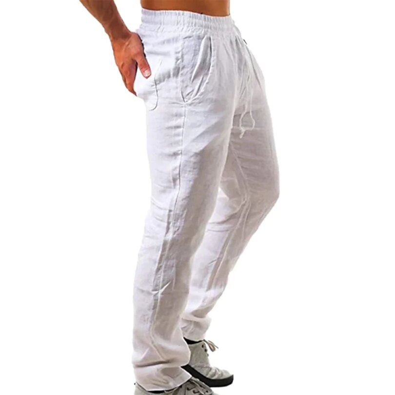 Men's Cotton Linen Pants Male Autumn New Breathable Solid Color Linen Trousers Fitness Streetwear S-3XL - Image 2