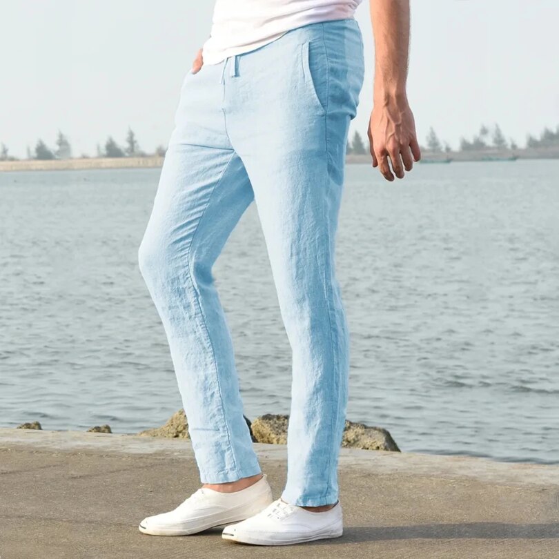 2023 Men's Cotton Linen Pants Male Autumn New Breathable Solid Color Linen Trousers Fitness Streetwear S-3XL - Image 5