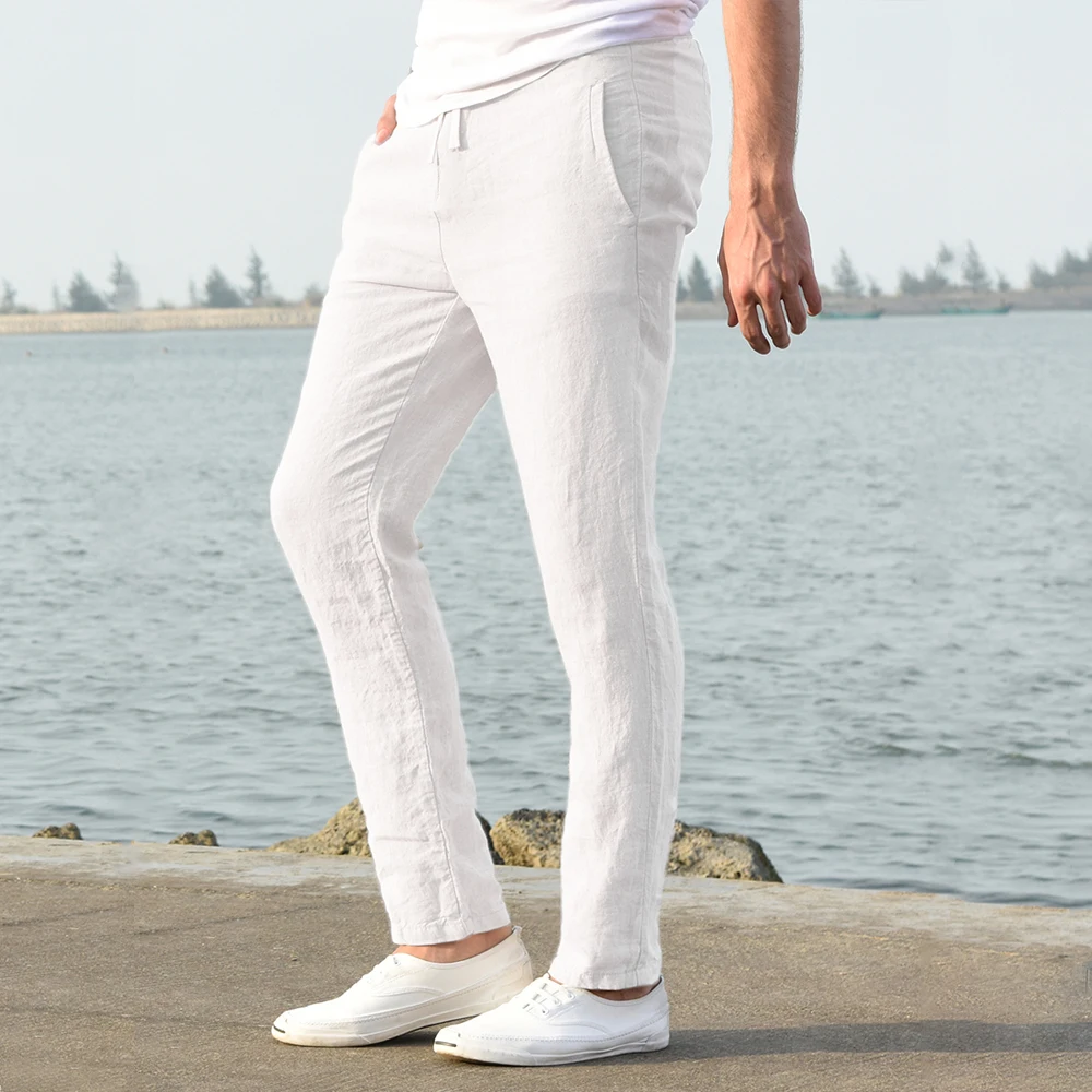 2023 Men's Cotton Linen Pants Male Autumn New Breathable Solid Color Linen Trousers Fitness Streetwear S-3XL