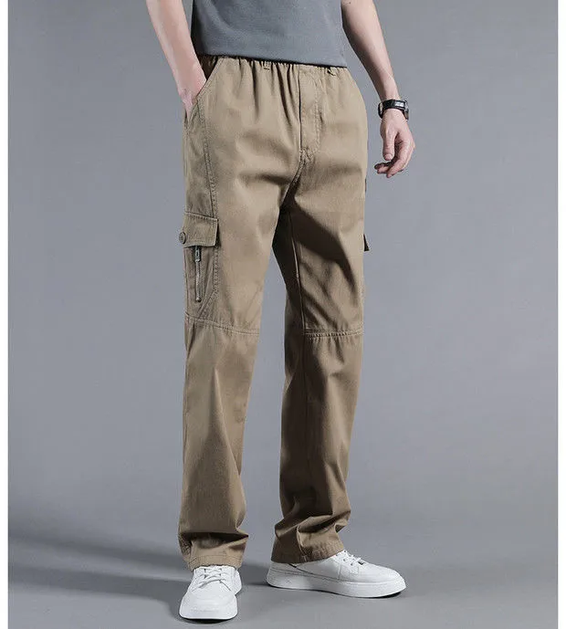 New Cargo Pants Men's Loose Straight Oversize Clothing Solid Grey Versatile Work Wear Black Joggers Cotton Casual Male Trousers