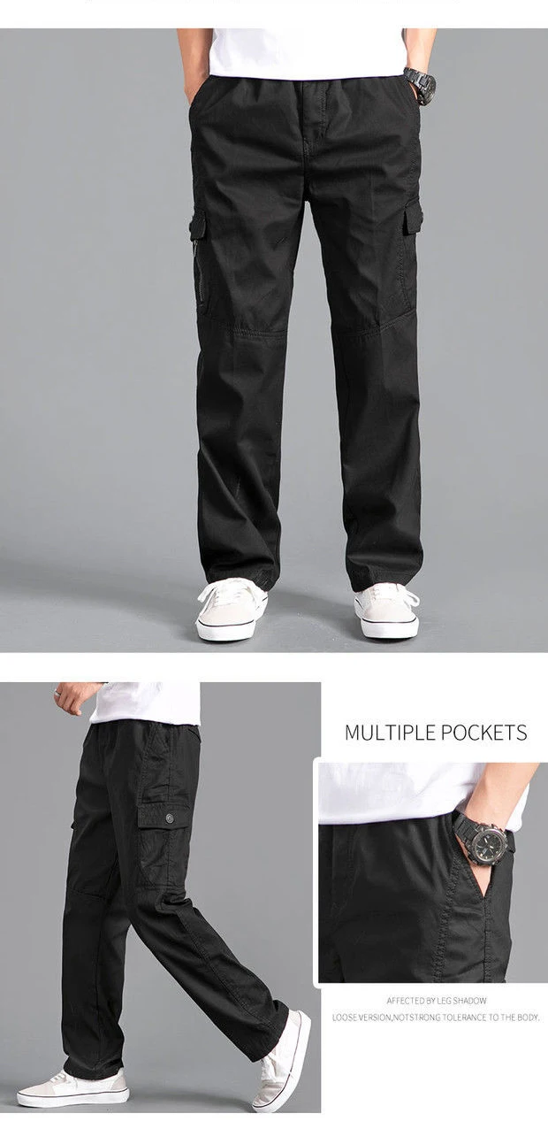 New Cargo Pants Men's Loose Straight Oversize Clothing Solid Grey Versatile Work Wear Black Joggers Cotton Casual Male Trousers