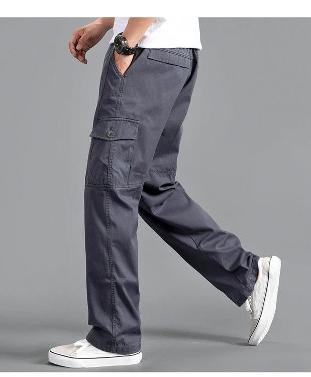 New Cargo Pants Men's Loose Straight Oversize Clothing Solid Grey Versatile Work Wear Black Joggers Cotton Casual Male Trousers