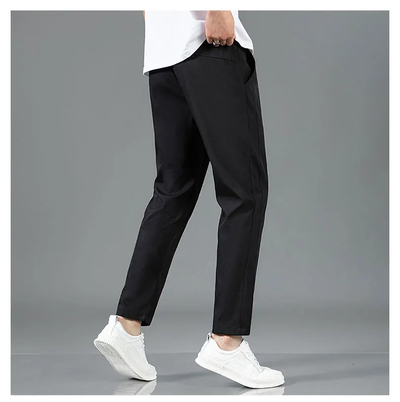 Spring Summer Waist Drawing Solid Color Thin Business Casual Trousers Outdoor Elastic Breathable Straight Tube Sneaker