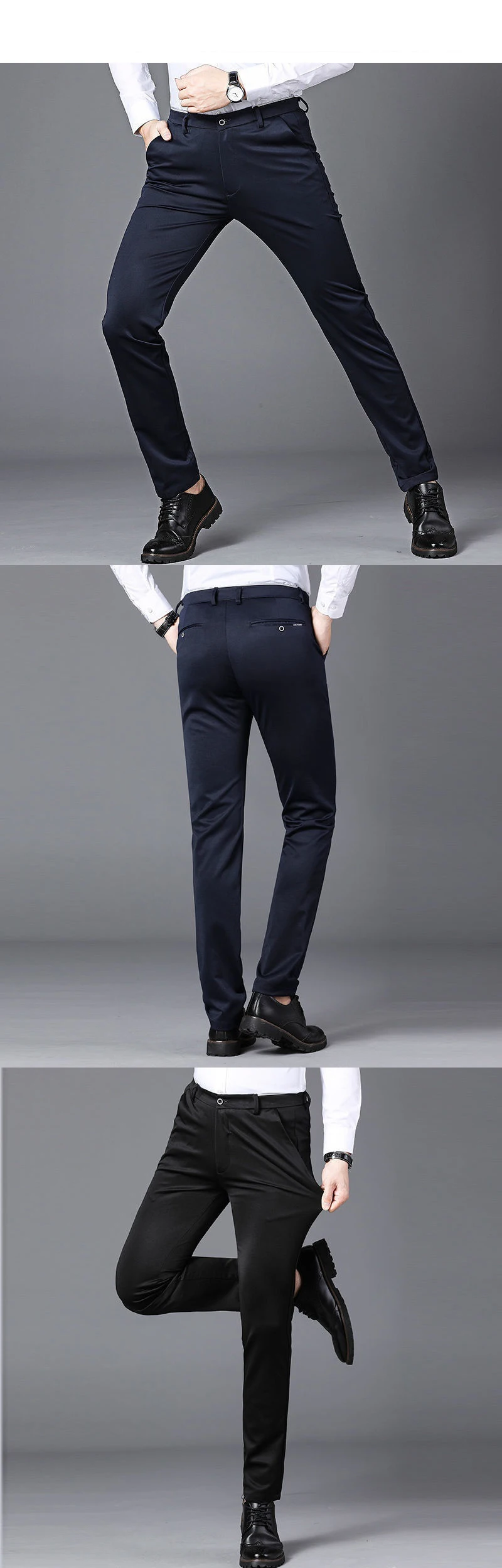 Men's Summer Fashion Business Casual Long Pants Suit Pants Male Elastic Straight Formal Trousers Plus Big Size 28-40