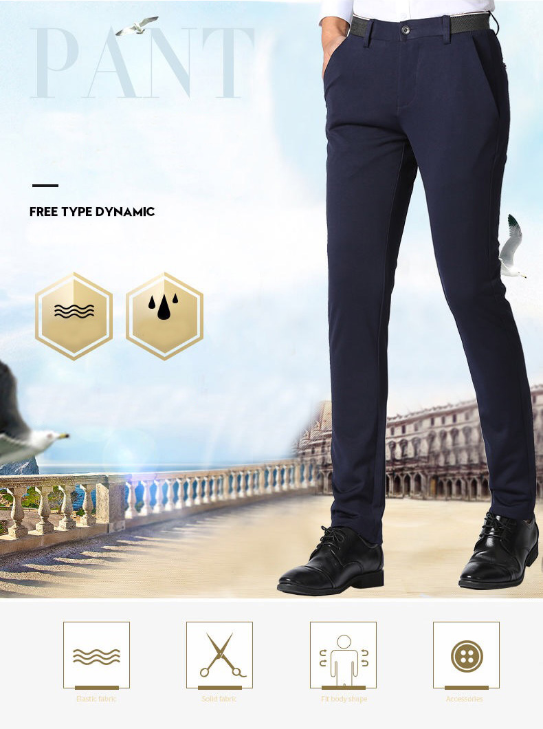 Men's Summer Fashion Business Casual Long Pants Suit Pants Male Elastic Straight Formal Trousers Plus Big Size 28-40