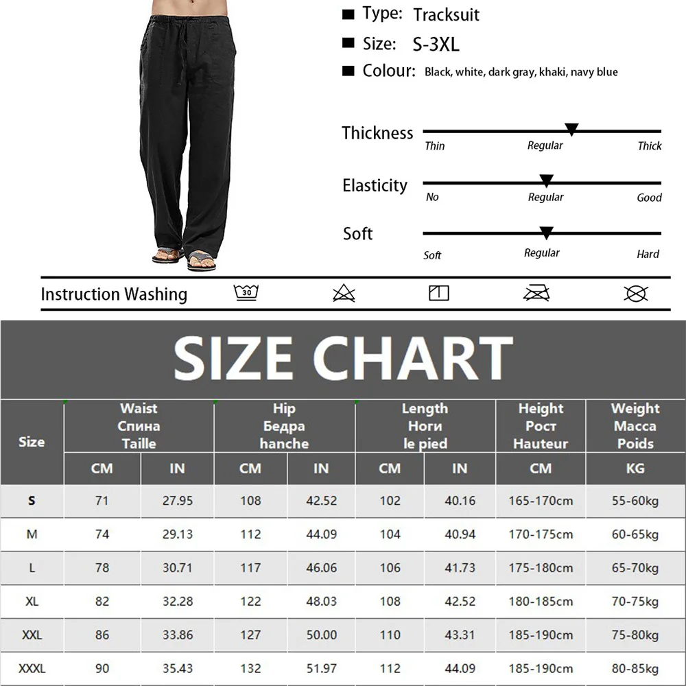 Men's Cotton Linen Pants Joggers Sweatpants Streetwear Breathable Solid Color Linen Trousers Vacation Summer Loose Pants