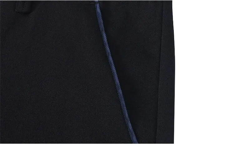 Men's Elastic Straight Pants Business Casual Long Suit Pants Male Formal Trousers Solid Colors Black BLue Plus Size 38 40